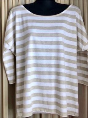 Attention Large White/Gold 3/4 Sleeve Blouse(NWOT)